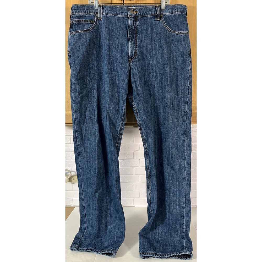 Carhartt Relaxed Fit Jeans Men 40x34 Blue Flannel Lined Denim Work